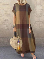 Vestido Longo com Estampa Xadrez Cerys