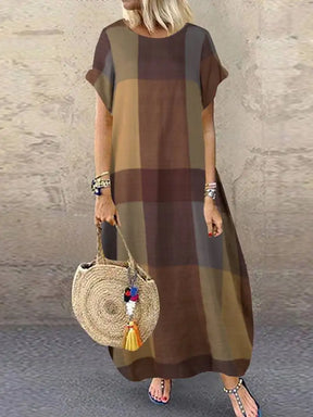 Vestido Longo com Estampa Xadrez Cerys