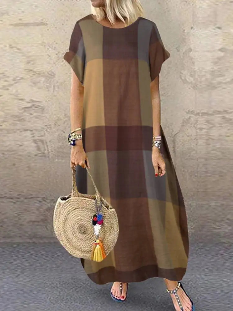 Vestido Longo com Estampa Xadrez Cerys