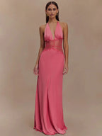 Vestido Longo com Retalhos em Renda