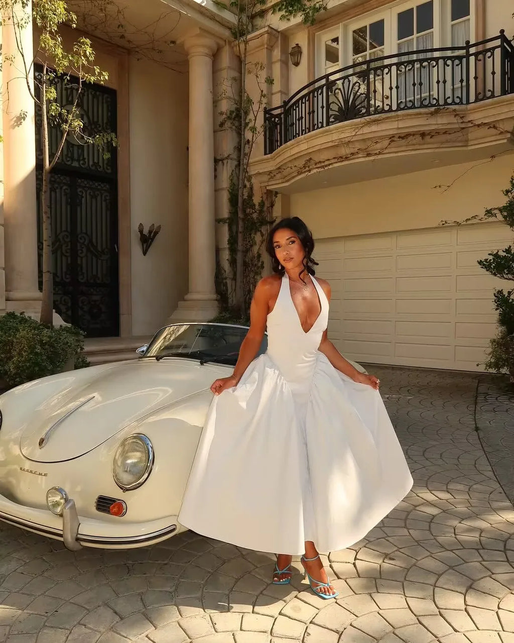 Vestido Longo com Decote em V Leontina