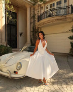 Vestido Longo com Decote em V Leontina