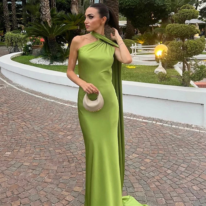 Vestido Longo com Fita de Cetim