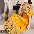 Vestido Longo Boho Estampado Decote V Dulcineia