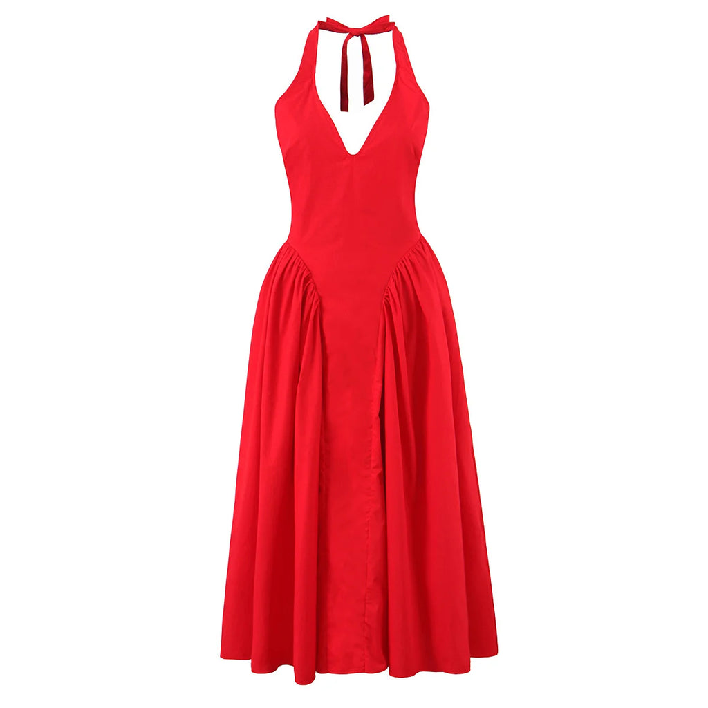 Vestido Longo com Decote em V Leontina