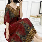 Vestido Longo Boho Estampado Decote V Dulcineia