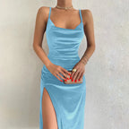 Vestido com Fenda e Sem Costas Aveline