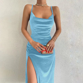 Vestido com Fenda e Sem Costas Aveline