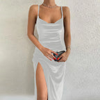 Vestido com Fenda e Sem Costas Aveline