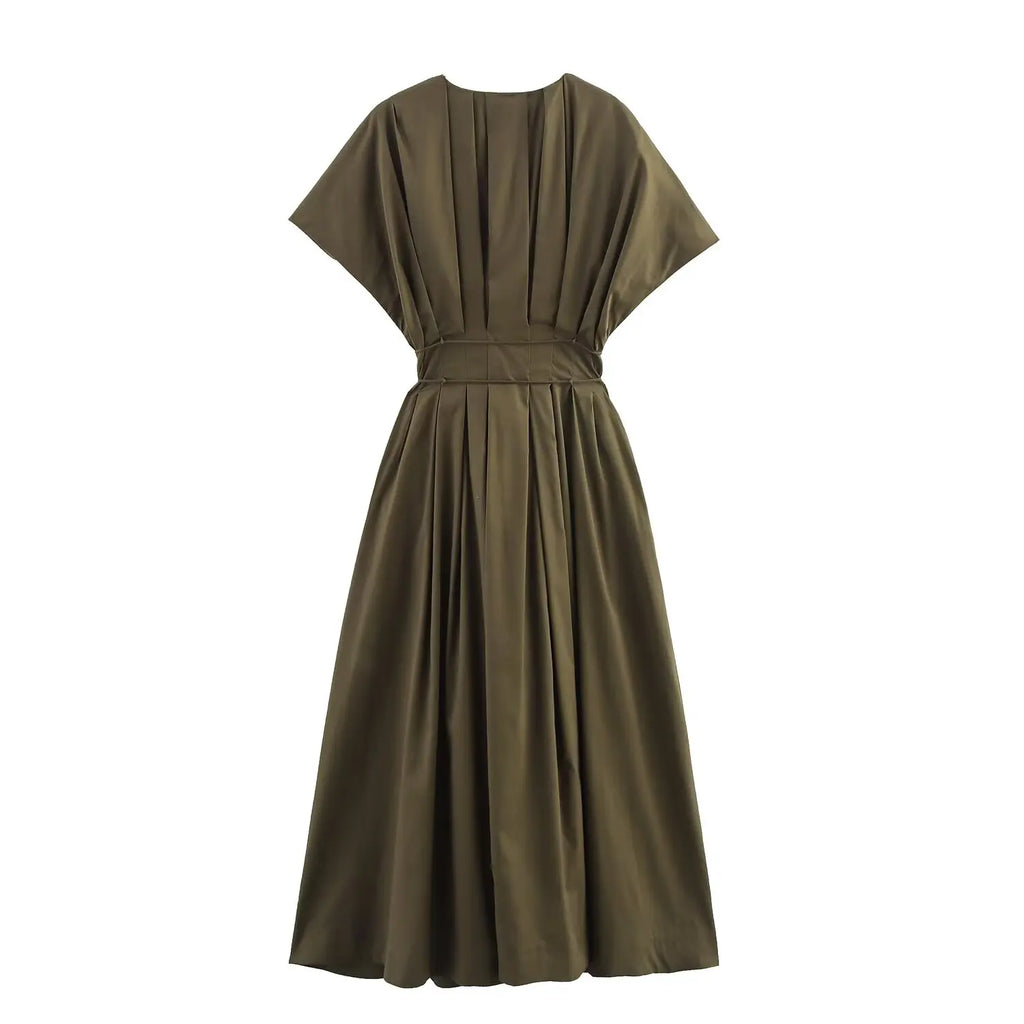 Vestido Midi com Manga Curta Floriana