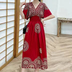 Vestido Longo Boho Estampado Decote V Dulcineia