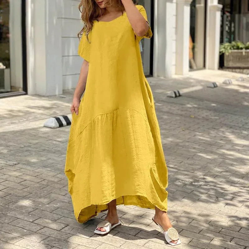 Vestido Longo de Linho com Bolsos Laterais Rosálie