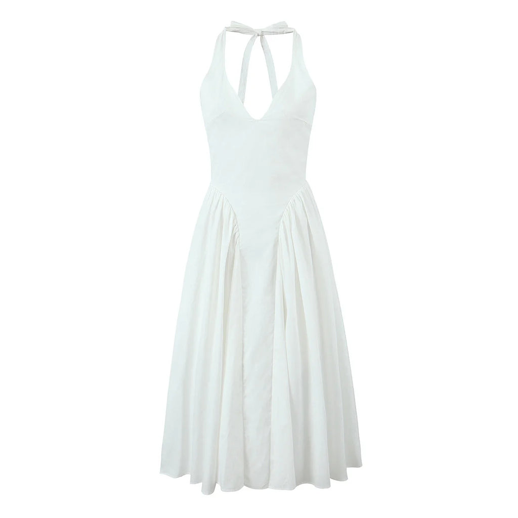 Vestido Longo com Decote em V Leontina