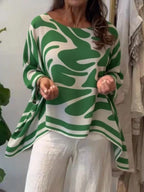 Blusa Feminina Casual Folgada de Chiffon Estampado