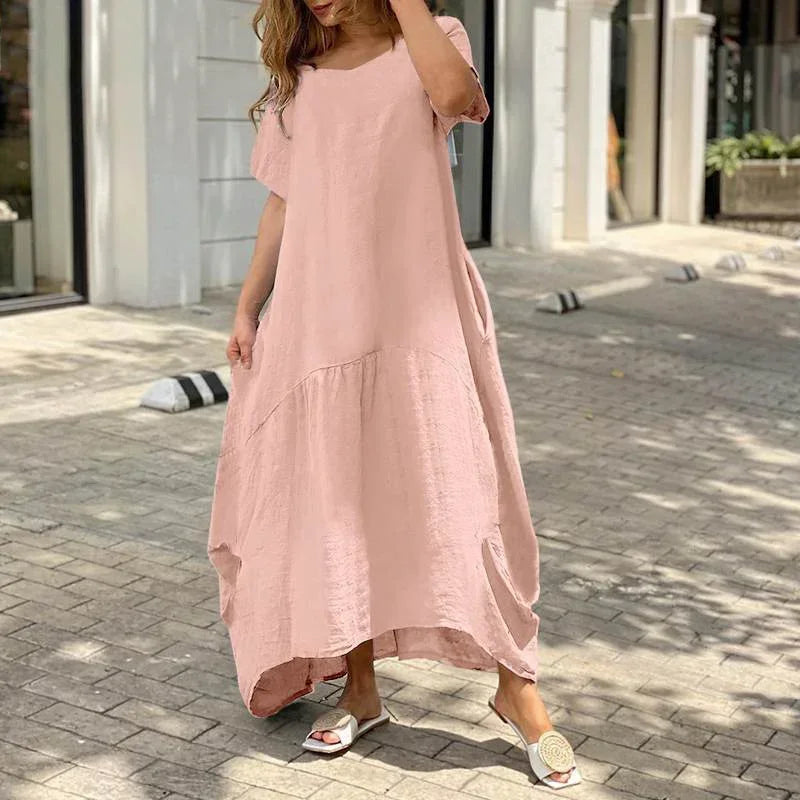 Vestido Longo de Linho com Bolsos Laterais Rosálie