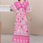 Vestido Longo Boho Estampado Decote V Dulcineia