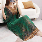 Vestido Longo Boho Estampado Decote V Dulcineia