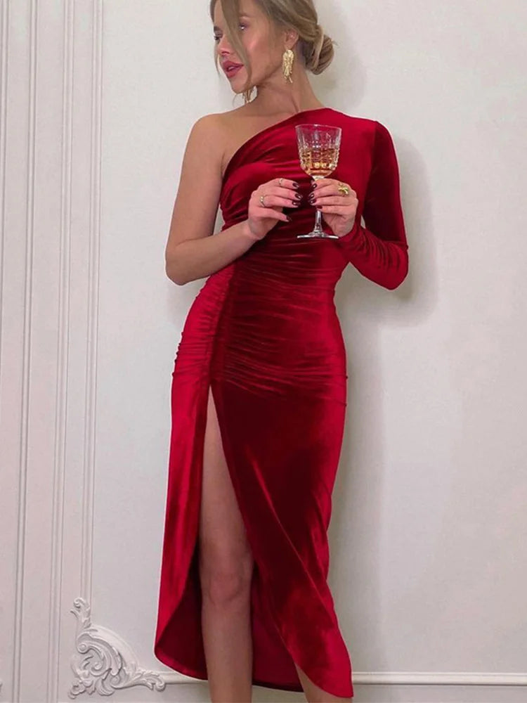 Vestido Longo com Fenda Ravena