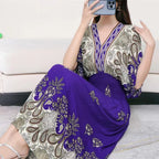 Vestido Longo Boho Estampado Decote V Dulcineia