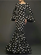 Vestido Longo com Estampa de Bolinhas