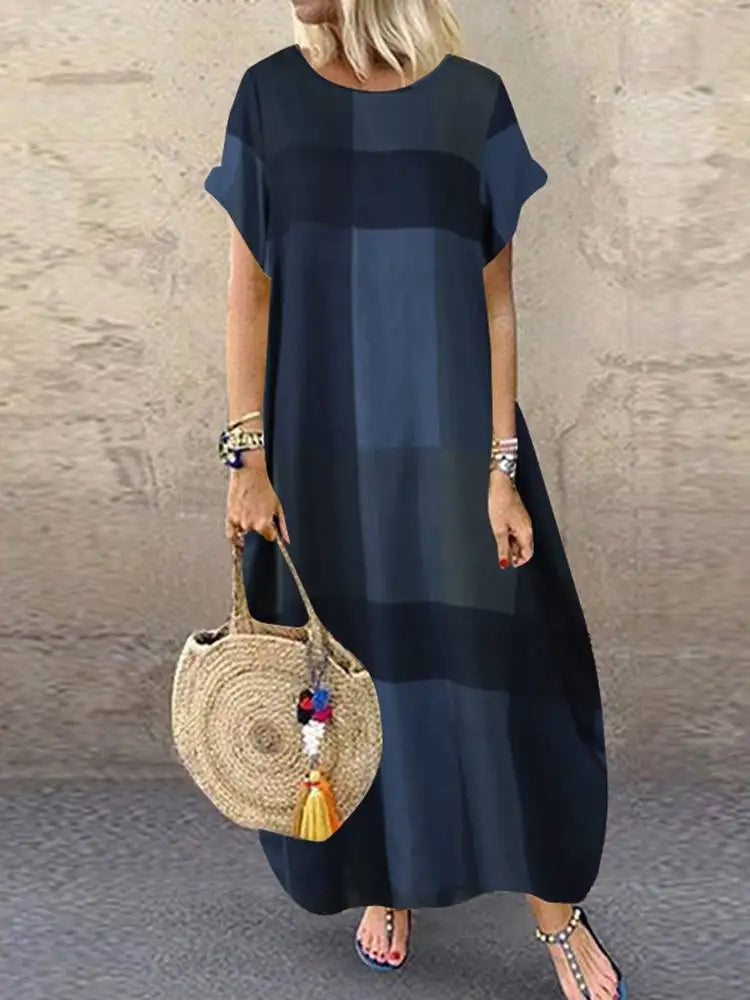 Vestido Longo com Estampa Xadrez Cerys