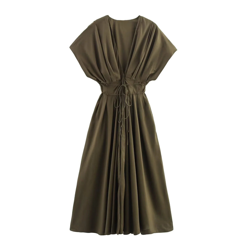 Vestido Midi com Manga Curta Floriana