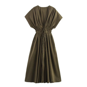 Vestido Midi com Manga Curta Floriana