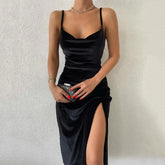 Vestido com Fenda e Sem Costas Aveline