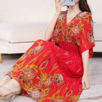 Vestido Longo Boho Estampado Decote V Dulcineia