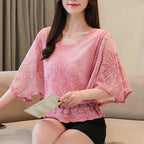 Blusa de Chiffon com Renda Manga Borboleta Albertina