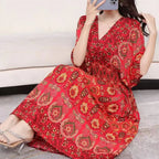 Vestido Longo Boho Estampado Decote V Dulcineia