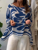 Blusa Feminina Casual Folgada de Chiffon Estampado