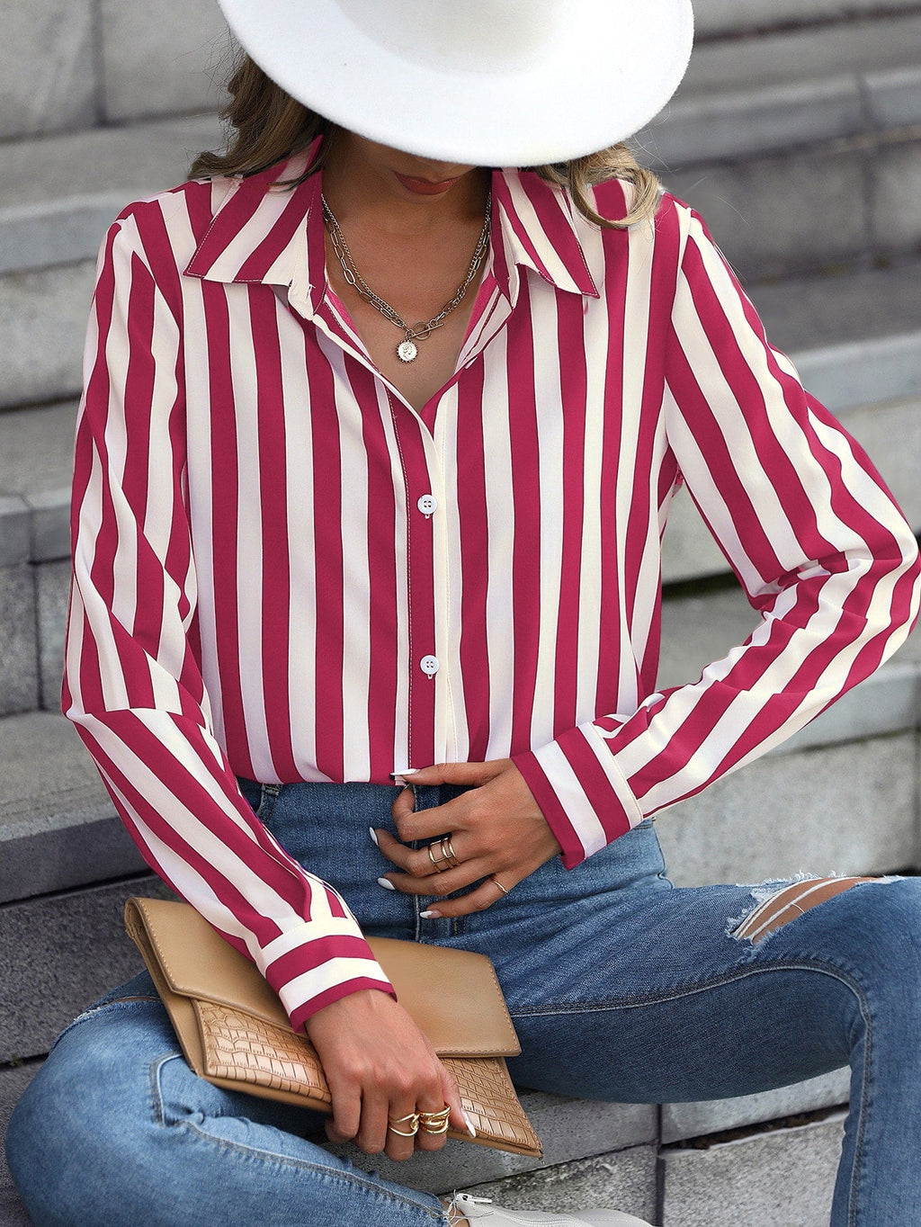 Camisa Social Listrada Feminina - Carla