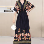 Vestido Longo Boho Estampado Decote V Dulcineia