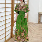 Vestido Longo Boho Estampado Decote V Dulcineia