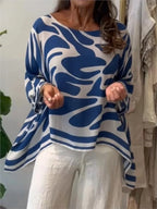 Blusa Feminina Casual Folgada de Chiffon Estampado