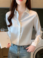 Camisa Feminina Social de Seda de Cetim  HumArraso