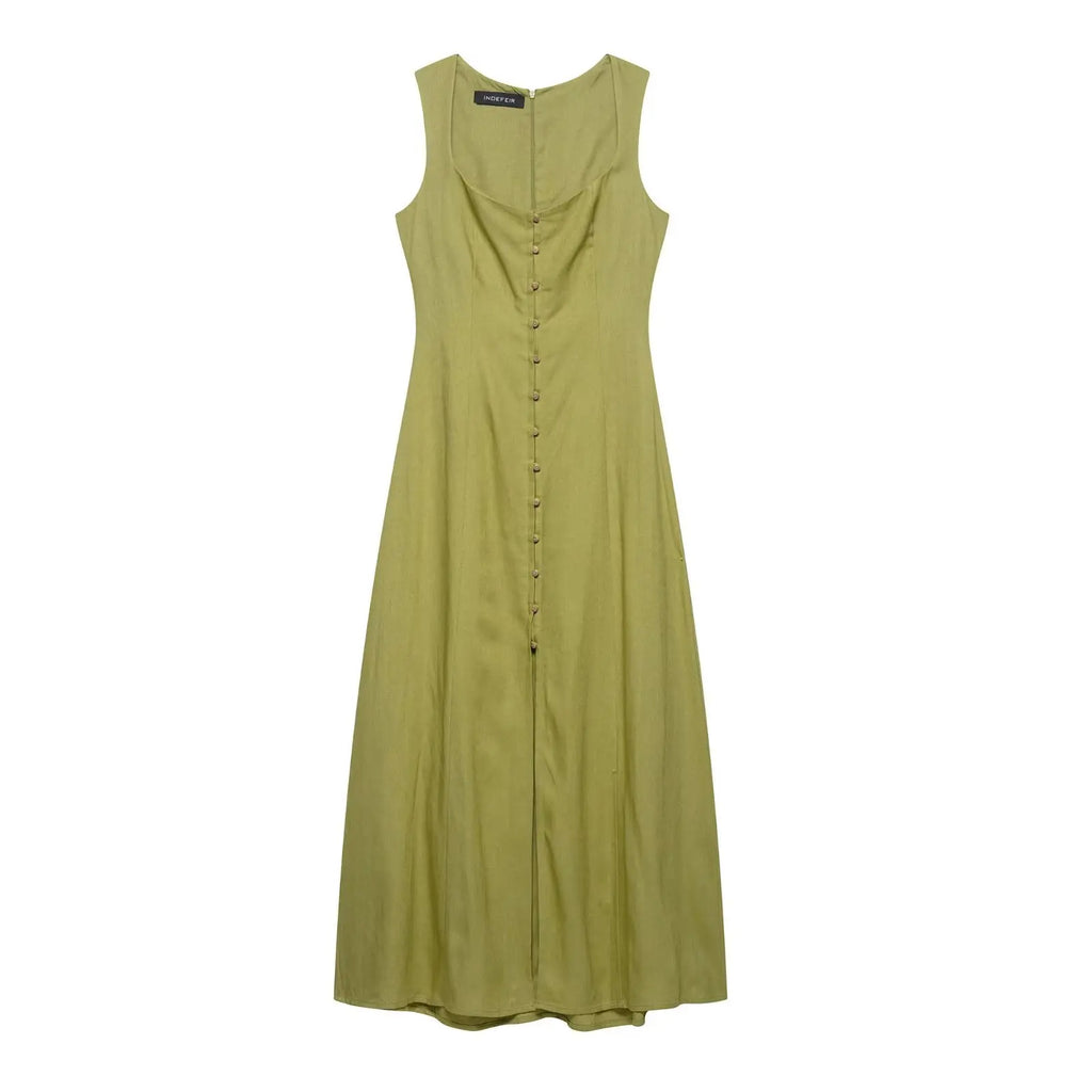 Vestido Longo com Gola Quadrada Lunara