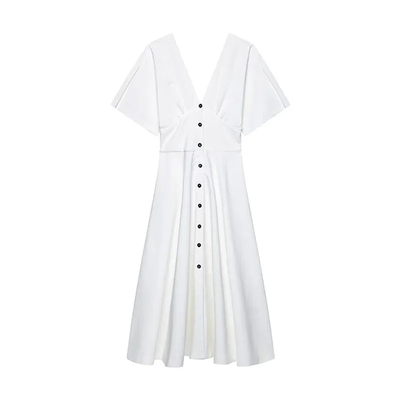 Vestido Longo com Decote em V Érica