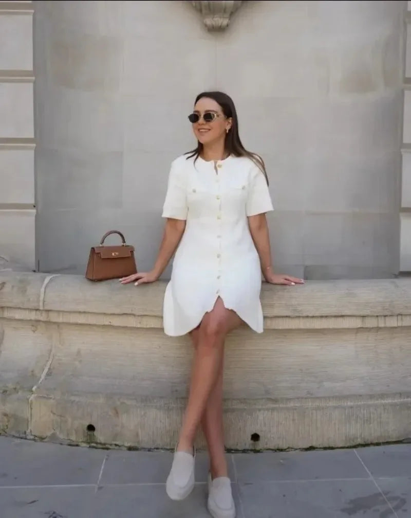 Vestido Curto com Botões Vanyra