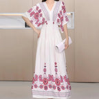 Vestido Longo Boho Estampado Decote V Dulcineia
