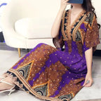 Vestido Longo Boho Estampado Decote V Dulcineia