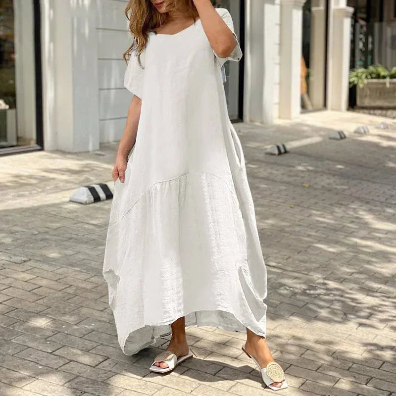Vestido Longo de Linho com Bolsos Laterais Rosálie