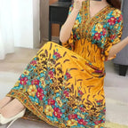 Vestido Longo Boho Estampado Decote V Dulcineia