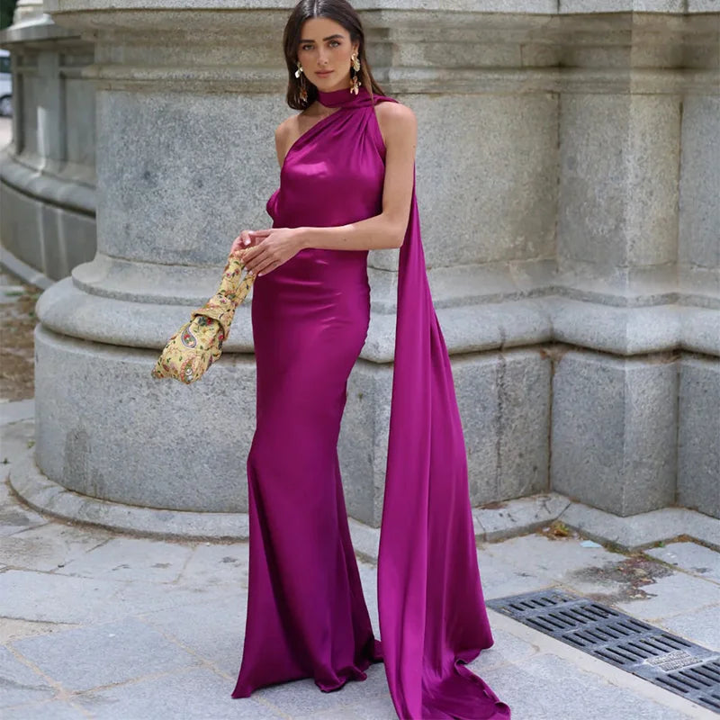 Vestido Longo com Fita de Cetim
