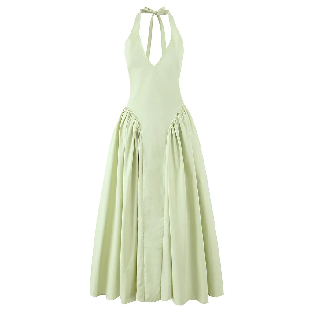 Vestido Longo com Decote em V Leontina