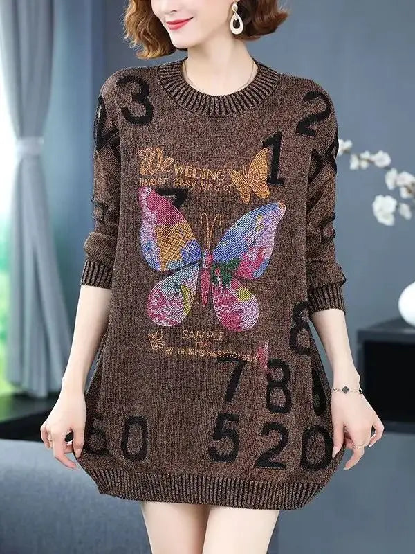 Suéter Feminino com Gola Redonda Madu - Marrom-G3 - HumArraso