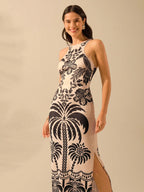 Vestido Longo com Costas Abertas e Fenda - Elisa