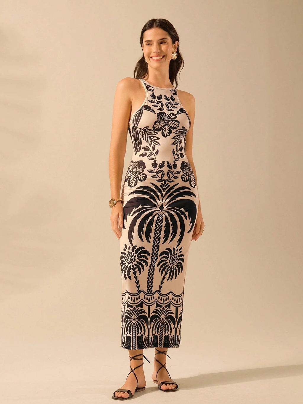 Vestido Longo com Costas Abertas e Fenda - Elisa