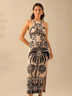 Vestido Longo com Costas Abertas e Fenda - Elisa